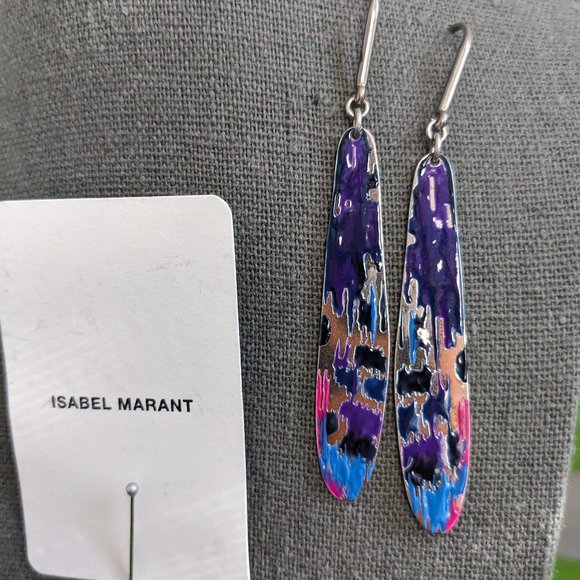 Isabel Marant - Blue / Silver Ikat Enamel Drop Earrings - Picture 3 of 6